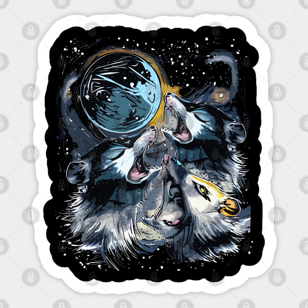 Three Opossums And Dead Moon Sticker by DigitalNerd